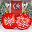 2 Pieces 32 Inch Giant PVC Inflatable Christmas Decorated Ball Ornaments Outdoor Large Xmas Blow Ball Decorations for Christmas Themed Party Ornaments(Merry Words,Red/White)