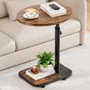 TV Tray Table with Infinite Adjustable Height - C-Shaped Sofa End Side Table for Snack Laptop Desk Small Spaces (Brown)