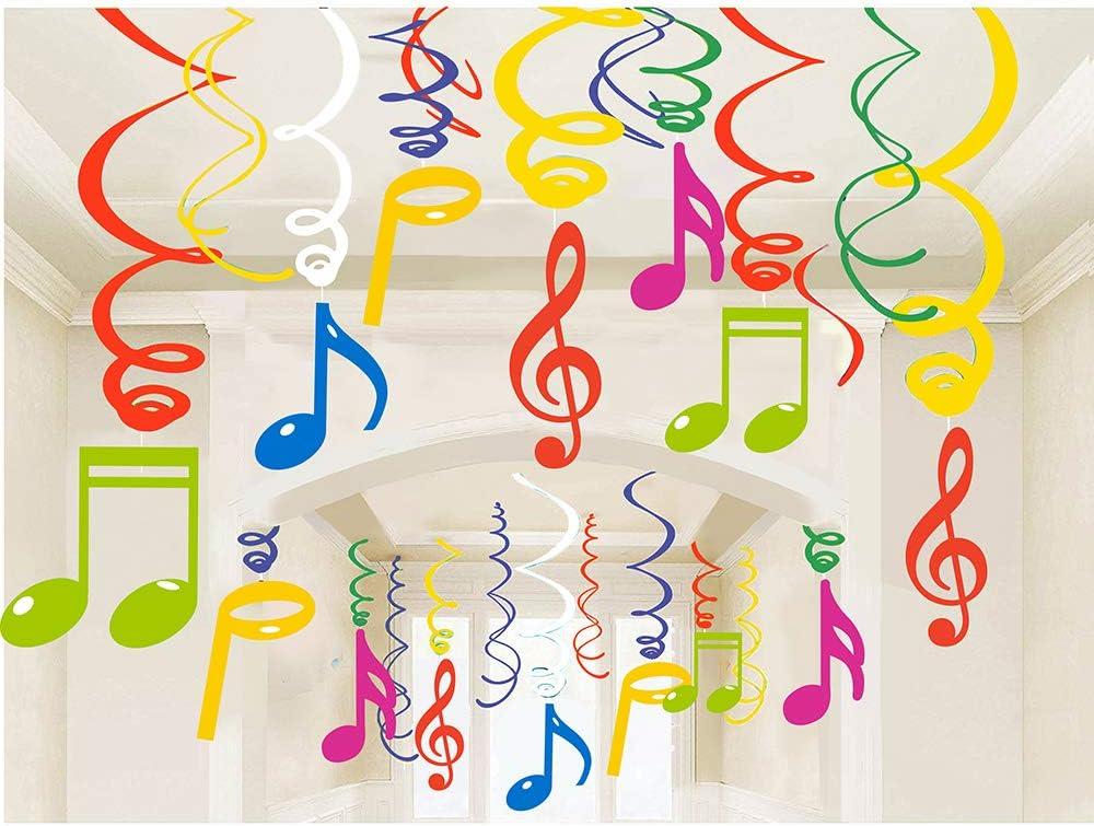 30Ct Colorful Music Sign Hanging Swirl Decorations - Music Sign Birthday Party Supplies Fan Decors