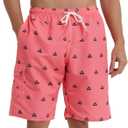 Landisun Mens Swim Trunks Board Shorts Swimsuit Swimwear Swim Shorts Bathing Suits Quick Dry with Mesh Lining (Pink, XXXL)