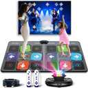 FWFX Dance Mat for TV Games - Wireless Musical Electronic Dance Pad for Kids & Adults, 2-Player Indoor Active Exercise Game for Family Parties, Birthday for Boys and Girls (65.4" X36.6", Grey)
