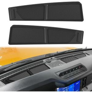 Auovo Dash Cover Tray Fit for Ford Bronco Accessories 2026 2025 2021 2022 2023 2024 Anti-Slip Silicone Dashboard Compartments Mat fit Bronco 2/4-Door Interior Dash Pad Liners 2-pc Set (Black Trim)