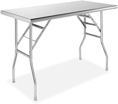 GRIDMANN Stainless Steel Folding Table 48 x 24 Inch, NSF Kitchen Prep & Work Table