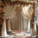 2 x 10x10ft Wrinkle Free Ivory Backdrop Curtain for Parties Soft Fabric Drapes Wedding Ivory Curtain Backdrop for Birthday Party Decorations Background for Photography 5x10ft,2 Panels