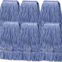 6 Pack Heavy Mop Replace Head mop Head Replacement, Commercial mop Heads, Reusable Mop Head Refills-Replacement Mop Heads Suitable Wet Industrial Blue Cotton Looped End String Head Refill (Blue) (17 Ounce 6Pack)