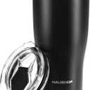 HAUSHOF 30 oz Tumbler, Stainless Steel Vacuum Insulated Coffee Tumbler Water Cup, Double Wall Travel Mug with Lid, Perfect for Hot and Cold Drinks (Black)