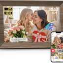 Frameo 10.1" Digital Picture Frame, Smart WiFi Digital Photo Frame with 1280x800 HD IPS Touch Screen 32GB Memory Auto-Rotate Wall Mounted, Share Photos/Videos from Phone Anywhere(Coffee Brown Wood)