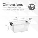 Superio Clear Storage Boxes with Lids, 2 Quart Plastic Container Bins for Organizing, Stackable Crates, BPA Free, Non Toxic, Odor Free, Organizers for Home, Office, School, and Dorm