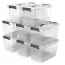 8 Packs Clear Plastic Storage Bins with Lids/Handle, 7 Quart Storage Latch Organize Boxs, Stackable Storage Containers for Organizing