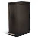 Home Zone Living 12 Gallon Slim Kitchen Trash Can with Soft Close Lid, Step Pedal, Bag Tuck Band, and Removable Liner, Stainless Steel, Black