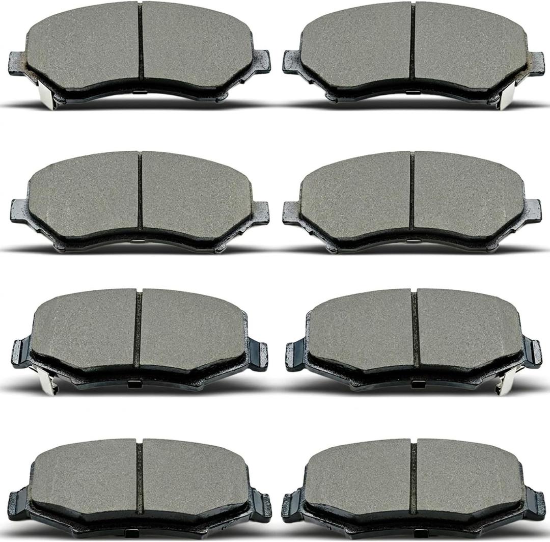 8PCS Front Rear Ceramic Brake Pads Replacement Kit Fits 2007-2011 For Dodge Nitro, 2008-2012 For Jeep Liberty, 2007-2017 For Jeep Wrangler, 2018 For Jeep Wrangler JK（D1273 D1274）