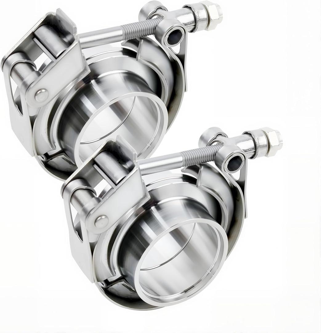 ROADFORMER 2 inch V Band Clamp - 2 sets of Quick Release V band Exhaust Clamp Stainless Steel with Flanges for Automotive exhaust system, turbocharger, downpipe and mufflers (2" - 2 Pack)