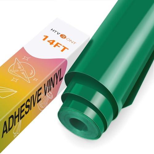 HTVRONT Permanent Vinyl Roll - 12" x 14 FT Forest Green Permanent Adhesive Vinyl Compatible with Cricut Cutting Machine, Silhouette, Cameo Cutters, Signs, Scrapbooking, Craft, Die Cutters, Color: Forest Green