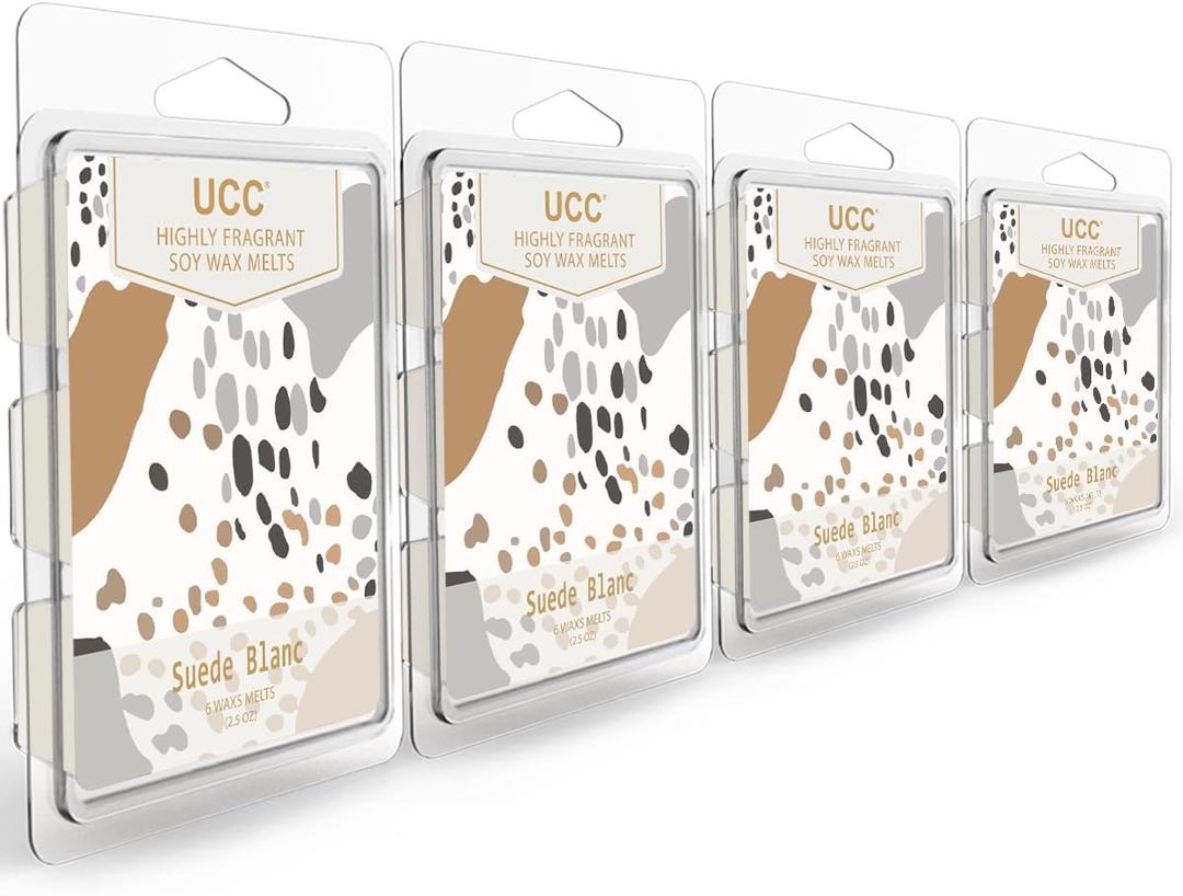 UCC Plant Based Natural Wax Melts, Strong Fragrance, Long Lasting Premium Soy Scented Melts Cubes, Wax Melts Tarts, Colored Wax Melt (Suede Blanc), Pack of 8