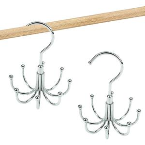 Bra Hanger for Women Closet, 2 Pack Tank Top Hanger, Max 48 Storage Capacity, Rotatable Metal Space Saving Hook for Closet Organizers and Storage, Silver
