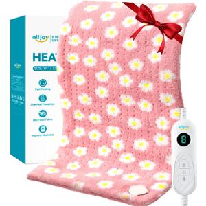ALLJOY King Size Heating Pad for Back Pain Relief, 33x 17 Extra Large Heating Pad for Period Cramps, FSA Eligible HSA, Portable Heat Pad for Neck and Shoulders, Birthday Gifts for Women Men Mom Dad (Pink)