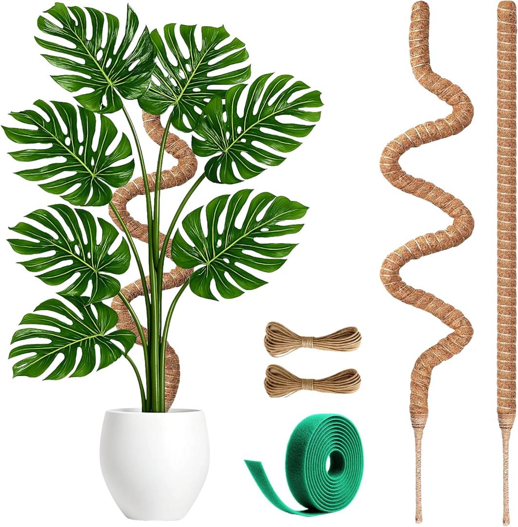2 Pack 63 Inch Moss Pole for Plants, Tall Moss Poles for Climbing Plant-Monstera, Handmade Coco Coir Pole, Monstera Plant Support for Plant Grow