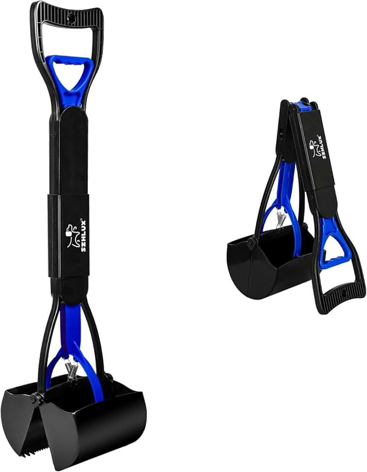 Pooper Scooper, Foldable Dog Pooper Scooper with Unbreakable Material and Durable Spring for Grass and Gravel, Blue