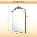 Vintage Gold Mirror, 30"x 40" Antique Gold Arched Wall Bathroom Mirrors