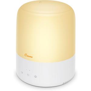 Crane Top Fill Mini Humidifier for Bedroom and Nursery 3-In-1 Essential Oil Diffuser Sleep Light 0.5 Gallon Baby Humidifier
