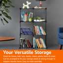 Amazon Basics 6-Cube Wire Grid Stackable Storage Organizer, Metal Shelving Unit, No-Tool Assembly, 26"W x 38"H x 12.6"D, Black