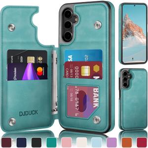 Designed for Samsung Galaxy S25 Plus Case Wallet with Card Holder, [Magnetic Clasp Cover] [RFID Blocking Leather Protection] Shockproof Women Men Cases for Samsung S25 Plus Light Green