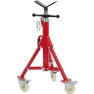 Towallmark V-Head Pipe Jack Stand with Casters, 28-52 Inch Adjustable Height,1/8"-12" Capacity, 2500 lb Load Capacity,Heavy Duty Carbon Steel Body, Steel Jack Stands with Portable Folding Legs