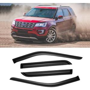 Window Rain Guards for 2011-2019 Ford Explorer, Window Visor Guard Vent Wind Shade Deflector Rain Shield Protector Sun Visor for 11-19 Explorer 2019 2018 2017,Tape-on/Outside-Mount, 4 Pieces