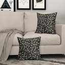 Vintage Flower Pillow Covers 18x18 Set of 2 Rustic Cute Small Floral Black Brown Old Style Decorative Throw Pillows Outdoor PillowCase Farmhouse Linen Cushion Case Decor for Home Sofa Couch Bed