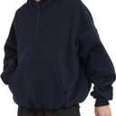 FAIABLE Mens Hoodies Half Zip Up Oversized Sweatshirts Fleece Cotton Quarter Zip Hoodie Pullover Fall Winter Outfit (Black, M)