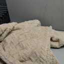 Drewin Fleece Weighted Blanket for Adults (60" x 80" 12lbs, Beige), Dual Sided Cozy Soft Sherpa Bed Blanket for Afternoon Nap, 3D Jacquard Cable Pattern Warm Weighted Blankets for Couch and Bed