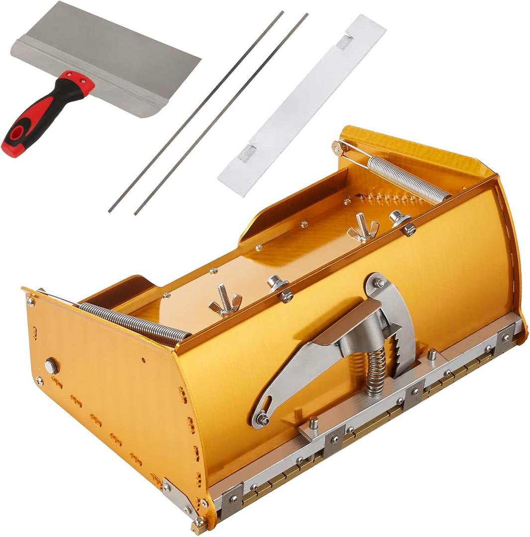 VEVOR Drywall Flat Box, 10-Inch Wide Quick Clean, Aluminum Finishing Mud Box for Plasterboard, Wallboard, Sheetrock, Bonus Mudguard, Extra 2 Stainless Steel Blades (10/12-Inch)