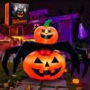 GARIG 5FT Halloween Inflatables Outdoor Decorations Pumpkin Spider Build-in LEDs Lights Blow Up Yard Decorations for Garden Lawn Indoor Party Holiday Decor