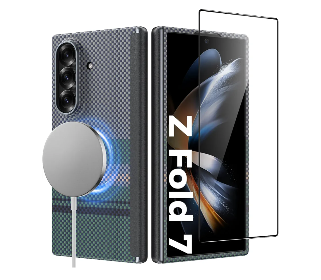 BENKS for Samsung Galaxy Z Fold 7 Case with Screen Protector, MagSafe-Compatible Kevlar Case, Hinge Protection Shockproof Magnetic Phone Case for Z Fold 7, Aurora ArmorAir Grand Combo