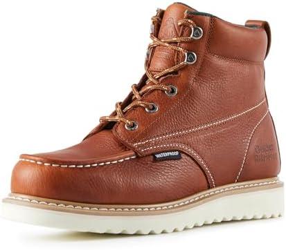 Golden Retriever Work Boots for men Waterproof Comfortable 6" Full Grain Tumbled Leather Welt Slip and Oil-Resistant STEEL/SOFT Toe Construction Boots Size 10 