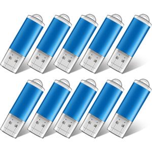 10-Pack 32GB Plastic USB 2.0 Flash Drive, Blue