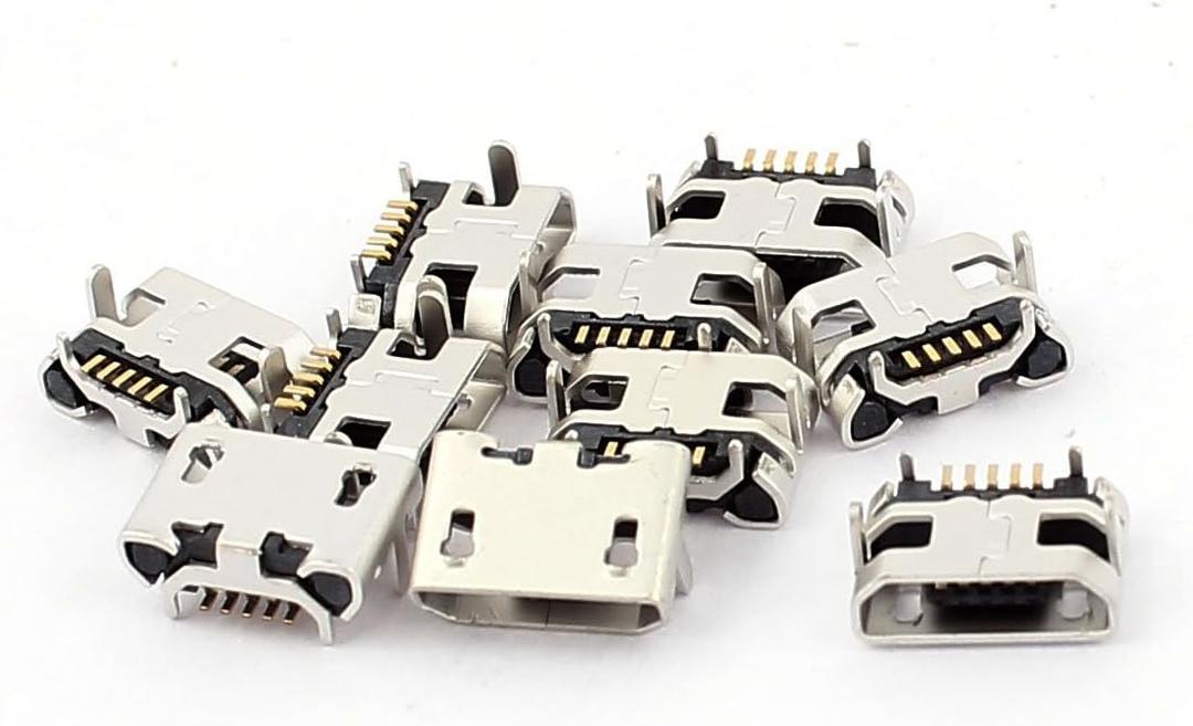 uxcell 10 Pcs 5 Pin PCB Mount Micro B USB Female SMT Connector Data Port
