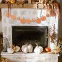 8.2 ft Fall Decorations Wooden Polka Dot Pumpkin Garland Thanksgiving Fall Banner Rustic Farmhouse Wood Bead Garland Halloween Pumpkin Hanging Decor for Fireplace Mantel Wall Home Window (Orange)