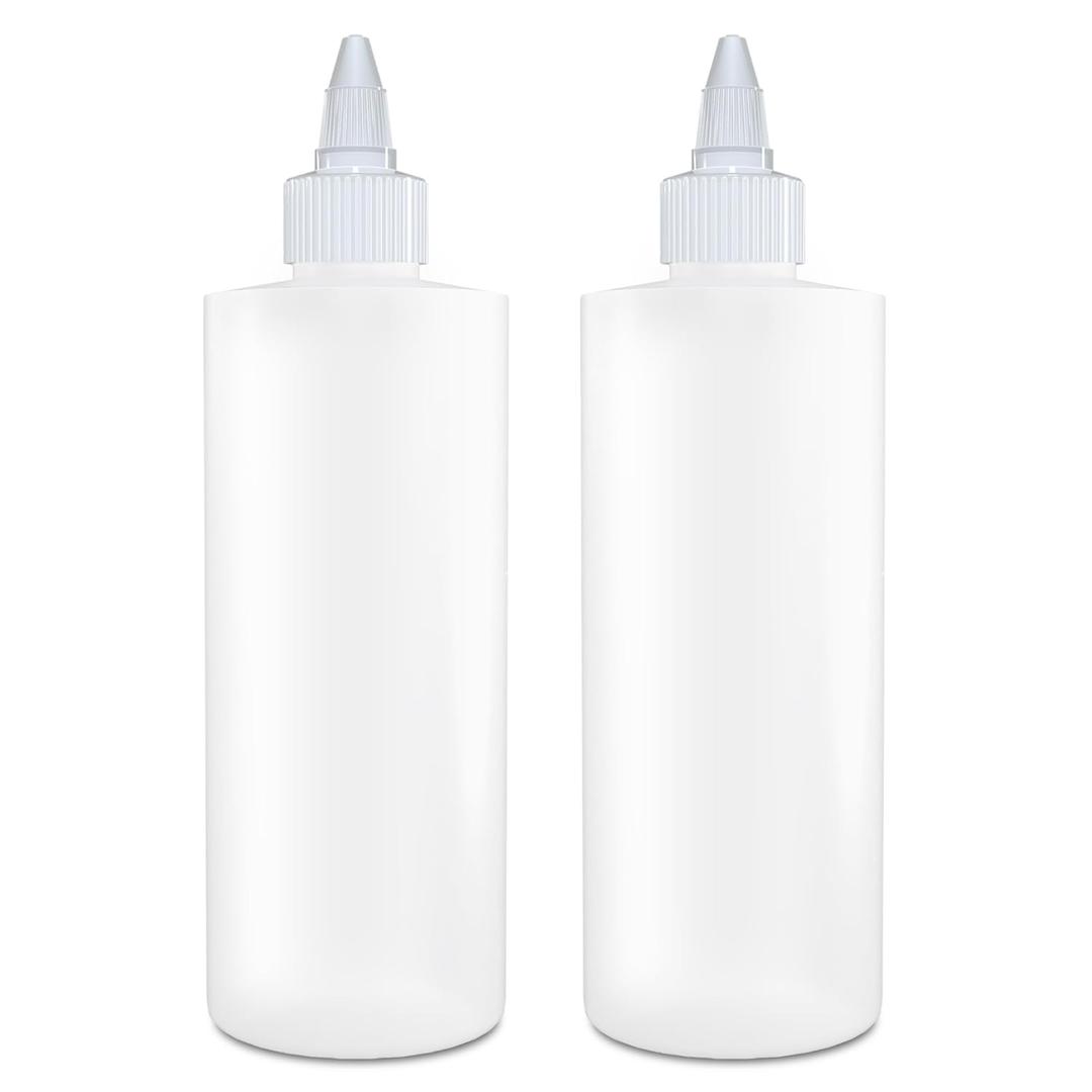 BRIGHTFROM Twist Top Applicator Bottles, Squeeze 8 OZ Empty Plastic Bottles, Refillable, Open/Close Nozzle - Hair Coloring/Multi Purpose (Pack of 2)