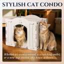 Apasiri Cat House Scratch-Resistant: Indoor Warm Enclosed Felt Bed Cave with Hanging Ball Toy, No-Tool Assembly Hideaway for Anxious Cats & Kittens, 13.4x13.4x9.85 Inch Interior (Beige1)