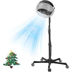 1875W Ionic Standing Hair Dryer, Professional Salon Bonnet Dryer on Wheels, Adjustable Hood & Height, 3 Heat Settings, Quick Shut-Off Rolling Hair Steamer Machine for Deep Conditioning & Styling, Gray