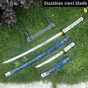 2pc Japanese Ghost of Tsushima Cosplay Replica Sword Metal Katana Set with Display Stand,Jin Sakai Katana,for Cosplay,Collection,Display