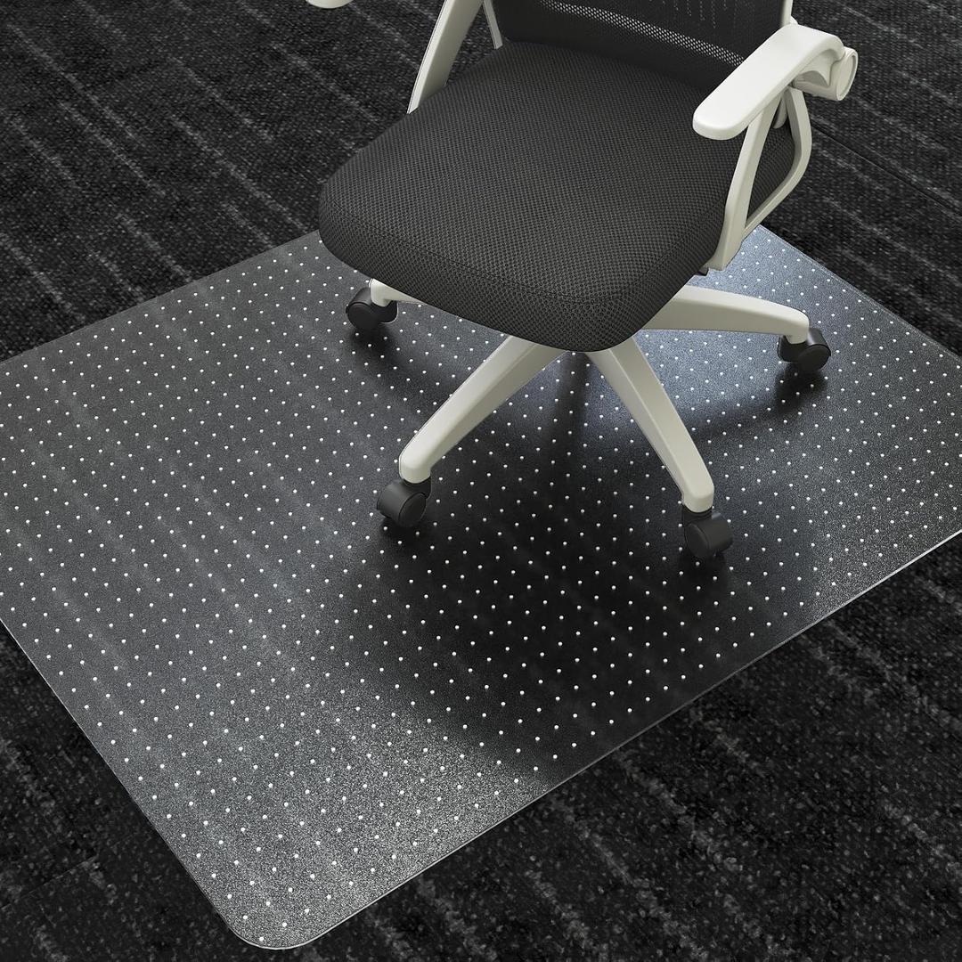 Office Chair Mat for Carpet Floors, Desk Mats 47"X59" for Rolling Desk on Low Pile Carpets, Rectangle Computer Gaming Plastic Floor Mats for Office Chair on Carpet, Flat Without Curling