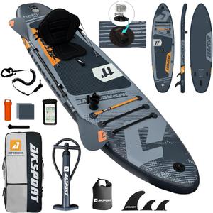 AKSPORT 11' Inflatable Stand-Up Paddle Board with Upgraded SUP Accessories Kit | Extra Wide 34" Design | Non-Slip Deck | Premium SUP Board for Adults & Youth of All Levels