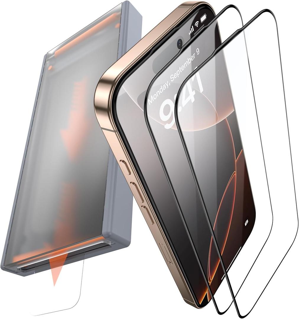 3 Pack for iPhone 16 Pro Max Tempered Glass Screen Protector, Dust Free CABIN, Auto Positioning, Bubble Free, High Definition, Easy Installation,9H+ Hardness