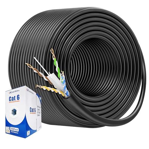 Cable Matters [UL Listed] 10Gbps in-Wall (CM) Rated 23AWG Bare Copper Cat 6 Cable - 500ft, Solid, UTP Cat6 Bulk Ethernet Cable, Cat6 Ethernet Cord, Black