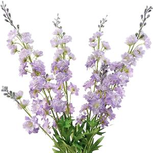 Purple Delphinium Artificial Flower Long Stem 4pcs 33.5in Fake Larkspur Faux Look Real Silk Plant Bulk Bouquet for Outdoor Tall Vase Home Garden Wedding Arrangement Decoration