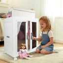 Large Closet Armoire for 18" Doll Clothes & Accessories - Stackable, Organizer Wardrobe Cabinet with Mysterious Gifts 10Pcs, Hanging Rod, Magnetic Doors, Lockable Wheel, and Extra Canvas Bin