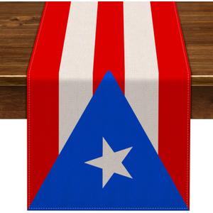 Nepnuser Puerto Rican Table Runner for Puerto Rico Themed Party Decoration Home Kitchen Dining Room Dinner Linen Table Decor (13" x 72")