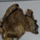Long Curly Blonde Wig with Mustache Golden Brown Wig Cosplay Costume Halloween